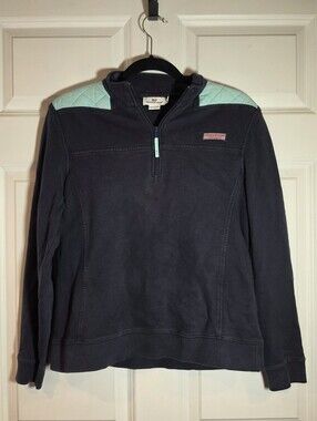 Vineyard Vines Navy Pullover with Mint Shoulder Accents Medium